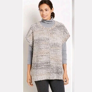 PURE J JILL Wool Mohair Chunky Large Knit Poncho Sweater Top